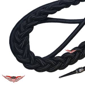 Aiguillette Negra, Cordón de Hombro, Aiguillette Trenzada con Punta Dorada Metálica - Product Image 3