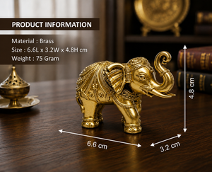 Idole en laiton pur en forme de trompe d'éléphant, 100% laiton, 6,6 x 3,2 x 4,5 cm, 75 g, Hathi Murti traditionnel pour Puja, Art moderne fait main, Décoration d'intérieur - Product Image 2