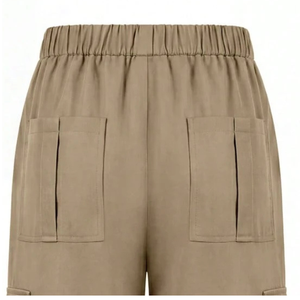 Pantalones Cargo de Pierna Ancha para Mujer, Cintura Alta Elástica, Ajuste Holgado, Pierna Recta, Multibolsillos, Utilitarios, para Uso Casual y al Aire Libre - Product Image 6