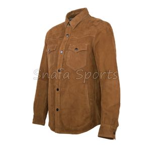 Camisa de Cuero de Gamuza para Hombre, Nuevo Diseño, Color Marrón, Última Moda 2026, Cuero Genuino, Venta al Por Mayor - Product Image 3