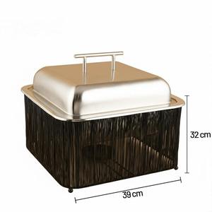 Modern Rectangle Chafing Dish Lid Eco-Friendly <b>Black</b> Mesh Stand Stainless Steel Buffet Food Warmer Middle East Restaurant Hotel - Product Image 6