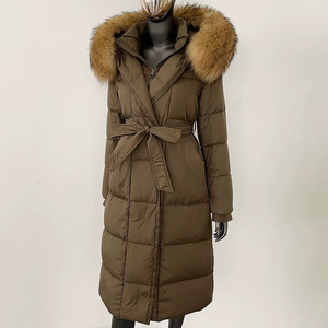 Abrigo Largo de Invierno para Mujer, Relleno de Algodón, Transpirable, con Capucha y Cuello Desmontable, Cinturón, Casual, Elegante, de Forro Polar Suave - Product Image 4