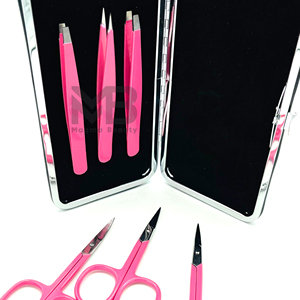 Ensemble de pinces à épiler en acier inoxydable avec pointe fine, couleur rose vif, style moderne durable pour une mise en forme précise - Product Image 3