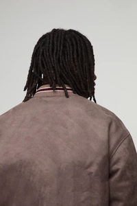 Blouson en daim pour homme, coupe classique, col rabattu, fermeture éclair, style décontracté - Product Image 3