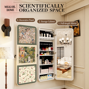 Moderno Gabinete de Almacenamiento Montado en la Pared con Espejo, Organizador de Múltiples Niveles para Ahorrar Espacio en el Dormitorio, Baño y Hogar - Product Image 1