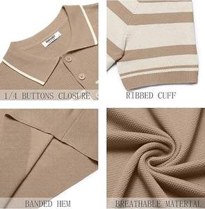 Chemises polo en tricot pour hommes, chemises décontractées à manches courtes boutonnées, chemises polo classiques en crochet, chemises polo à col pour le golf - Product Image 5