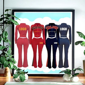 Women's Sporty 2-Piece <b>Knitted</b> Tracksuit <b>Set</b> Full Sleeve Zipper Solid Color Block Design Breathable Spandex Polyester Fit Skinny - Product Image 3