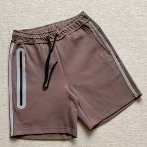 Pantalones Cortos Deportivos Reflectantes de Lona para Hombre, 100% Algodón, Secado Rápido, Transpirables, Cintura Elástica, Corte Medio, Color Sólido, Alta Calidad, 240g - Product Image 2