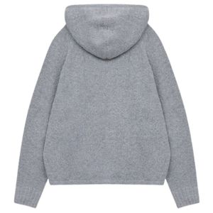 เสื้อฮู้ดถักบูเคลสำหรับผู้ชาย สวมใส่สบาย ทันสมัย มีกระเป๋าหน้า เสื้อฮู้ดถักคุณภาพพรีเมียม สีเทาผสม - Product Image 2
