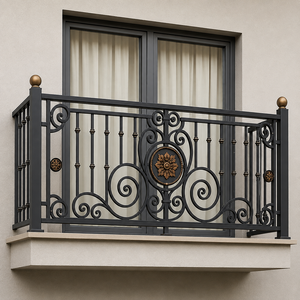 Balustrades de balcon extérieures en fer forgé sur mesure, balustrades décoratives en métal, balustrades de sécurité thermolaquées pour villas de luxe et maisons - Product Image 2