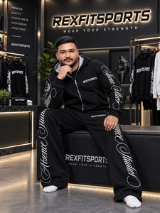 Ensemble survêtement personnalisé pour homme, imprimé DTF, sweat à capuche zippé oversize et pantalon de jogging large, logo personnalisé, streetwear, OEM, marque privée - Product Image 4