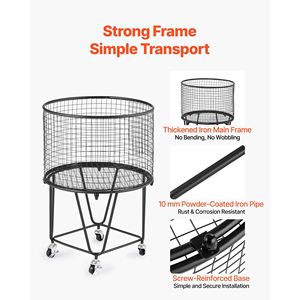 Carrello Multiuso Pieghevole con Ruote Girevoli a 360 Gradi, Grande Capacità di Carico 60 LBS, in Carbonio Resistente, Cesti per Bucato - Product Image 6