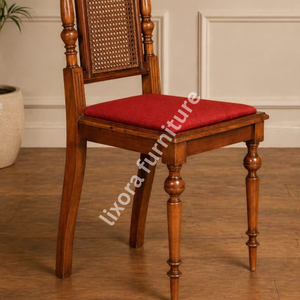 <span class=keywords><strong>Chaise</strong></span> de salle à manger de luxe en bois massif, artisanale, avec sculpture ornée de roses, dossier haut, assise en bois fini. - Product Image 3