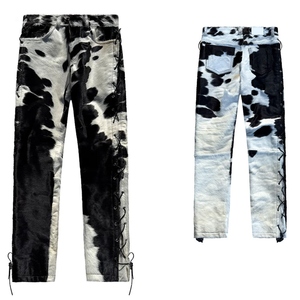 Men's High Waist Tie Dye Denim <b>Pants</b> Casual Straight Fit Bleach Stone Wash Cotton Trousers <b>Summer</b> Style Button Fly - Product Image 5