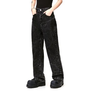 Jeans American Vintage de Pierna Recta con Efecto Desgastado para Verano, Unisex, Lavado Medio, Negro, Transpirables, Ecológicos, de Secado Rápido - Product Image 4