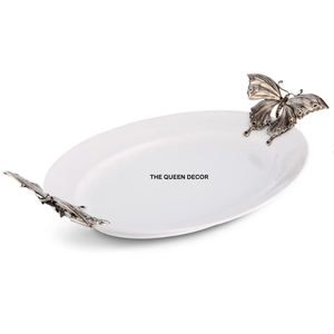 Plateau de service rond en marbre avec bordure plaquée or, design élégant, parfait pour les boissons, prix abordable, qualité exclusive. - Product Image 5