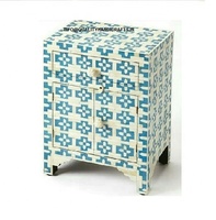 Table de chevet moderne en nacre avec incrustation florale rose, meuble de salon, artisanat indien de qualité
