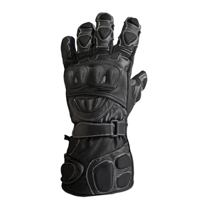 Guantes de Motocicleta de Cuero, Dedos Completos, Negros con Paneles Naranjas, Antideslizantes, Correa de Muñeca Ajustable, Unisex, para Conducción al Aire Libre - Product Image 3