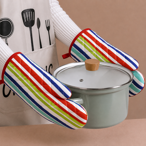 Colorful StripeBeautiful <b>Oven</b> Mitts With Customized Size And Logo 100% Cotton <b>Oven</b> Mitts with Large size at affordable price - Product Image 1