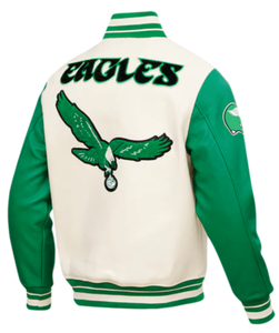 Chaqueta Philadelphia Retro Personalizada al por Mayor OEM, Reversible, con Cierre de un Solo Botón, Color Blanco/Verde Sólido - Product Image 4