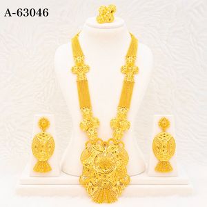 Designer Ethnic Long Zircon Trendy <b>Necklace</b> <b>Set</b> with Matching Earrings Gold Plated <b>Silver</b> Plated Wedding Jewelry A-63043 - Product Image 4