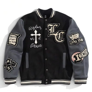 OEM Men's High Quality Thick Wool Winter College Bomber <b>Jacket</b> Custom Logo Streetwear Varsity Style Chenille Embroidery <b>Patches</b> - Product Image 2