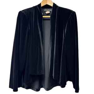 Blazer vintage Alex Evenings en velours noir pour femme, taille M, veste ouverte sur le devant - Product Image 2