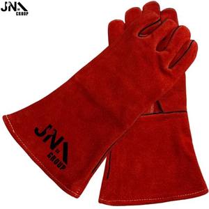 Gants de soudage en cuir, longs, en cuir de vache véritable, gants de sécurité, protection au travail, soudage industriel - Product Image 2