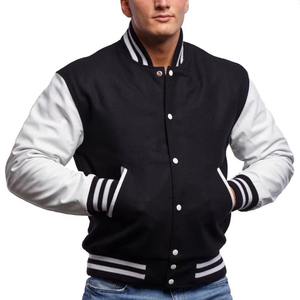 Black Geometric Varsity <b>Jacket</b> Stand <b>Men</b> Unisex Baseball Style Zipper Rib Trim Crocheted Warm Custom Logo Option Waterproof - Product Image 3