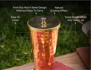 Copper Double Wall Tumbler with Straw and Handle-Eco-Friendly Health Beverage <b>Container</b> - Product Image 3