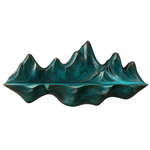 Teal Mountain Wall <b>Shelf</b> Textured Sculptural Display Ledge Antique Gold Accents Modern Artistic Home <b>Decor</b> Statement | Metalmark - Product Image 1