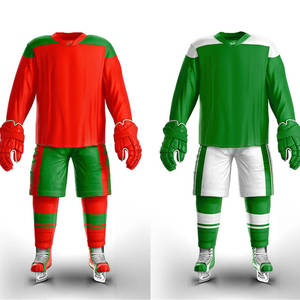 Conjunto de Jersey de Hockey sobre Hielo para Hombre, Rojo y Verde, Manga Larga, Sublimado, Transpirable, Ropa Deportiva de Invierno, Uniforme para Adultos - Product Image 1