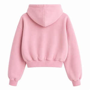 Hoodie court rose avec impression personnalisée, manches classiques, unisexe, coupe décontractée oversize, style automne, impression par transfert thermique - Product Image 6