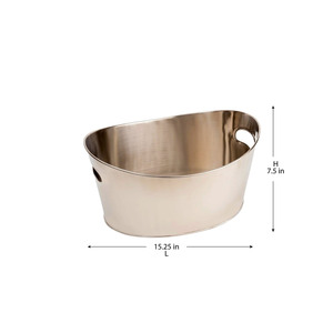 Antique Copper Hammered Oval <b>Ice</b> Bucket With Cutout Handles Modern Party Champagne Wine Chilling Beverage Tub Party Tableware - Product Image 3