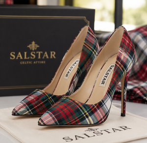 Escarpins à talons aiguilles écossais à carreaux pour femmes |   Chaussures à talons hauts à bout pointu tendance - Product Image 1