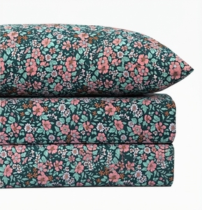 Forest Ditsy Bedsheet and 2 <b>pillow</b> in Set Classic Printed Cotton Flat Sheet Set with Pink Floral Pattern 150tc - Product Image 1