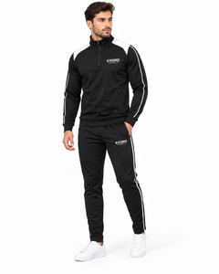 Ensemble de survêtement sportif en molleton noir pour homme Exoro, personnalisable, respirant, tenue de jogging, vêtements d'hiver - Product Image 1