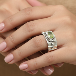 925 Sterling Silver Peridot <b>Ring</b> Vintage Handmade Boho Green Gemstone <b>Ring</b> Men Women <b>Statement</b> Jewelry Gold Plated Jewellers - Product Image 4