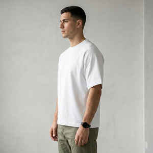 Workout Boxy T Shirt Men Oversize Short Sleeve O-Neck Boxy Tee Shirts Men's 100% Cotton Drop Shoulder Boxy <b>TShirts</b> Mens - Product Image 3