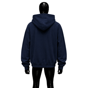 Sweat-shirt à capuche surdimensionné bleu marine personnalisé avec imprimé graphique Rich Letter Money Stack, style streetwear pour hommes, vente en gros - Product Image 2
