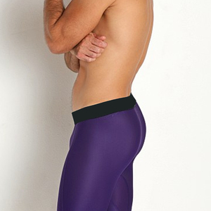 Men's Purple Compression Shorts <b>Mid</b> Waist Breathable Spandex Polyester Knitted Casual Sporty Style - Product Image 5