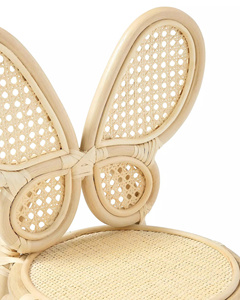 Chaise de salle à manger artisanale en rotin avec dossier en forme d'oreilles de lapin – Chaise en osier naturel - Product Image 4