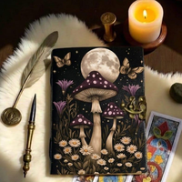 Carnet en cuir vintage avec boule de cristal, livre de sorts sorciers, grimoire gothique, journal à fermoir métallique, carnet d'écriture fantastique, Noël