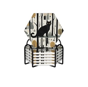 Posavasos Rectangular de Madera Maciza Azul Marino de Alta Demanda, Posavasos Decorativo para Servir Agua, Té y Café - Product Image 5