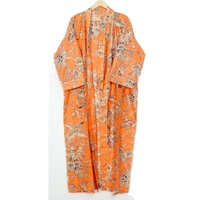 Nuevo Bata de Baño con Cuello en V y Manga Tres Cuartos, de Algodón Orgánico, Estampado Floral, Transpirable, de Secado Rápido, para Primavera/Verano, con Cinturón, Estilo Indio