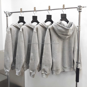 Vente en gros Sweat à capuche zippé 100% coton pour homme Poids lourd 500g Impression personnalisée Hip-pop Streetwear Surdimensionné French Terry Automne - Product Image 5