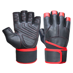 <b>Half</b> Finger Leather Fitness Gloves With Adjustable Wrist Strap For Gym Weight Lifting Unisex Breathable Non <b>Slip</b> - Product Image 5