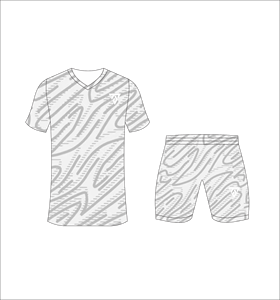 Custom sublimated soccer uniform set for men with grey and white abstract wave pattern print jersey and matching <b>shorts</b> - Product Image 2