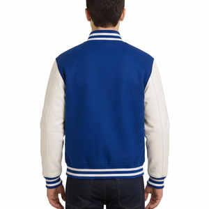 Veste universitaire bleue et blanche pour homme, style preppy, col rabattu, coupe classique, doublure en coton, coupe régulière, vêtement d'automne, meilleur prix - Product Image 5