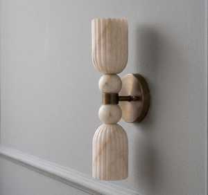 Applique murale moderne en marbre avec support en laiton, décoration intérieure pour salon, design rond - Product Image 3